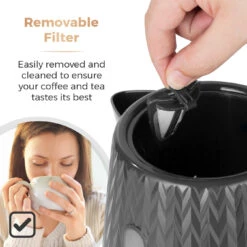 Tower Empire 3KW 1.7L Kettle With Brass Accents - Grey -Tower Store T10052GRY 08