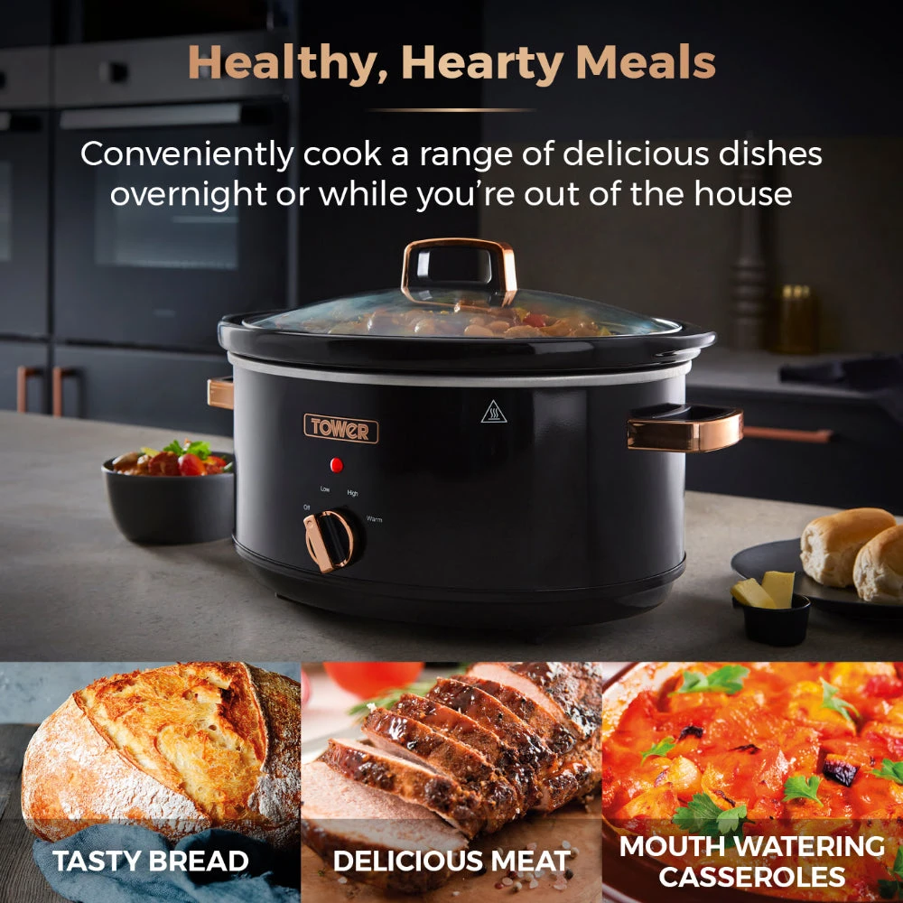 Tower Rose Gold Slow Cooker 6.5L - Rose Gold 2 Tower Rose Gold Slow Cooker 6.5L - Rose Gold - Image 2