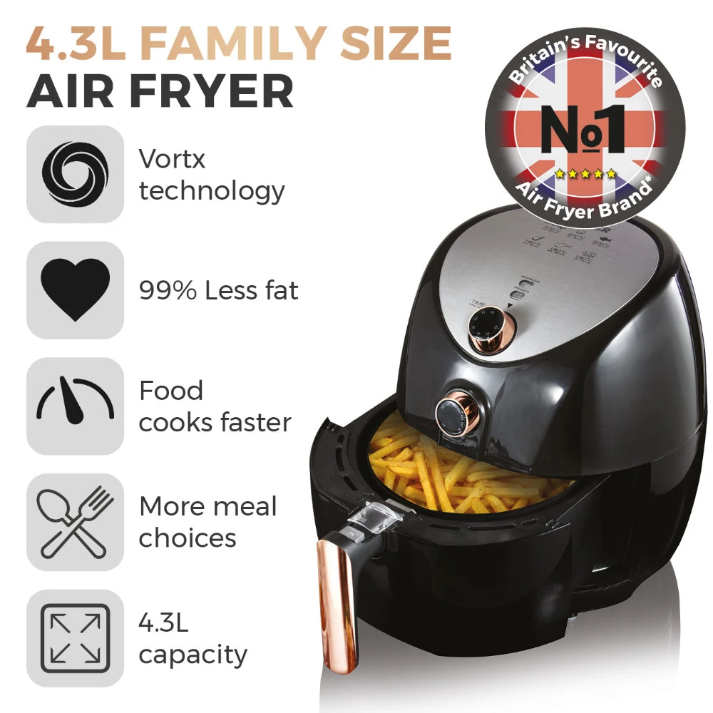 Tower Manual Air Fryer 4.3L - Rose Gold 8 Tower Manual Air Fryer 4.3L - Rose Gold - Image 8