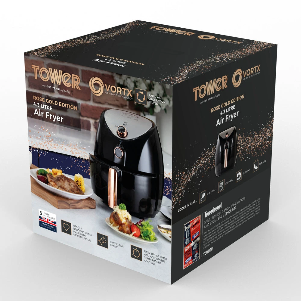 Tower Manual Air Fryer 4.3L - Rose Gold 9 Tower Manual Air Fryer 4.3L - Rose Gold - Image 9