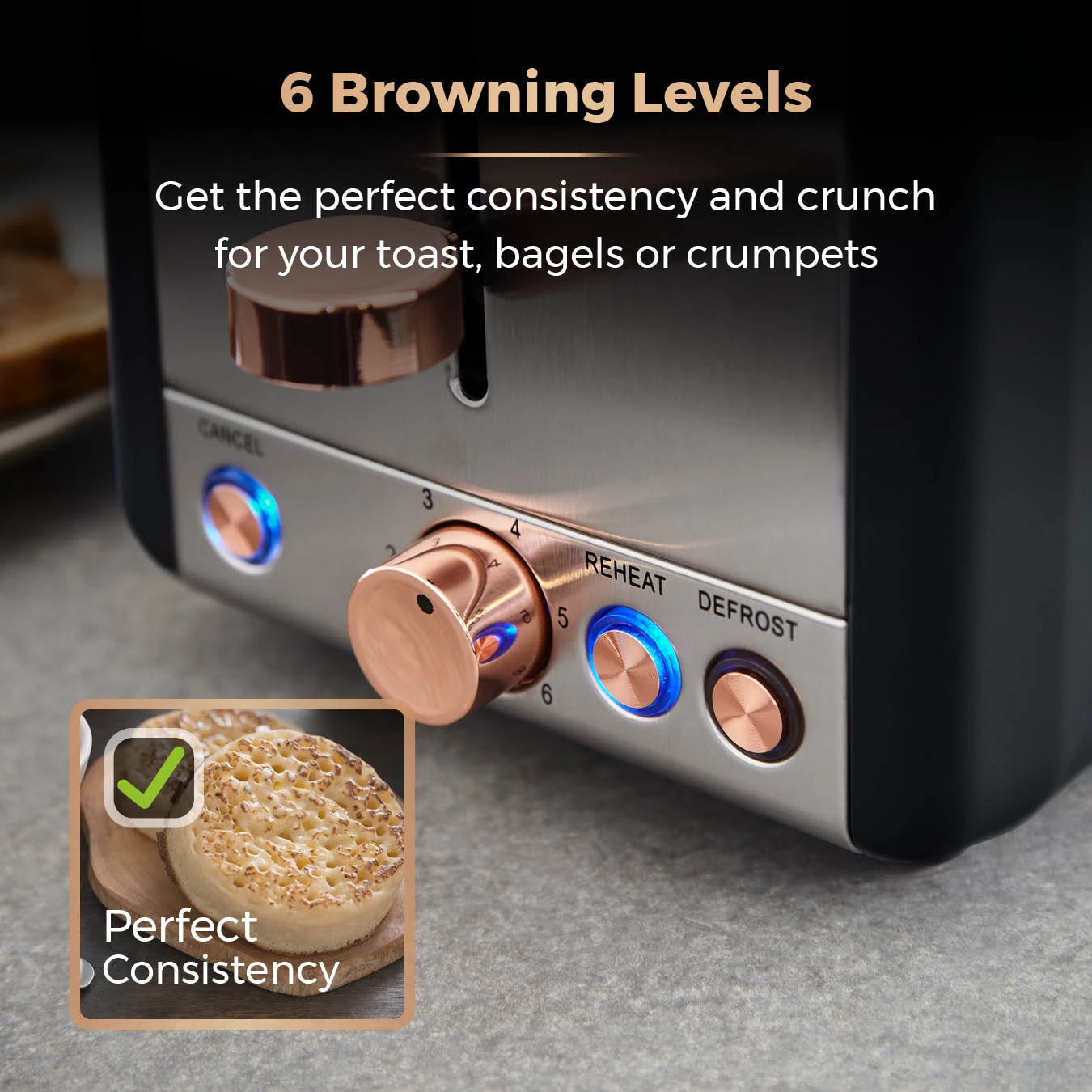 Tower Cavaletto 2 Slice Stainless Steel Toaster - Black 4 Tower Cavaletto 2 Slice Stainless Steel Toaster - Black - Image 4