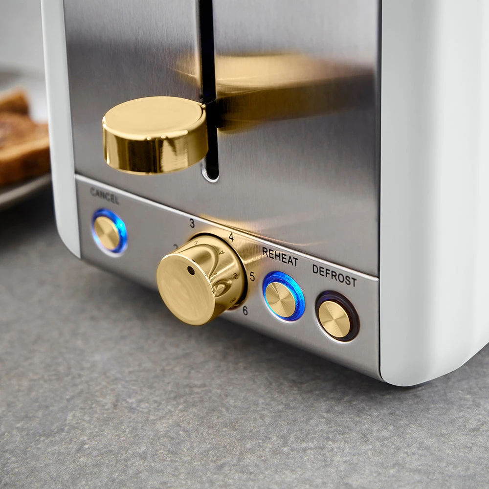 Tower Cavaletto 2 Slice Stainless Steel Toaster - White 4 Tower Cavaletto 2 Slice Stainless Steel Toaster - White - Image 4