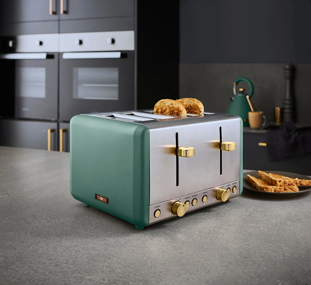 Tower Cavaletto 4 Slice Stainless Steel Toaster - Jade Green 7 Tower Cavaletto 4 Slice Stainless Steel Toaster - Jade Green - Image 7