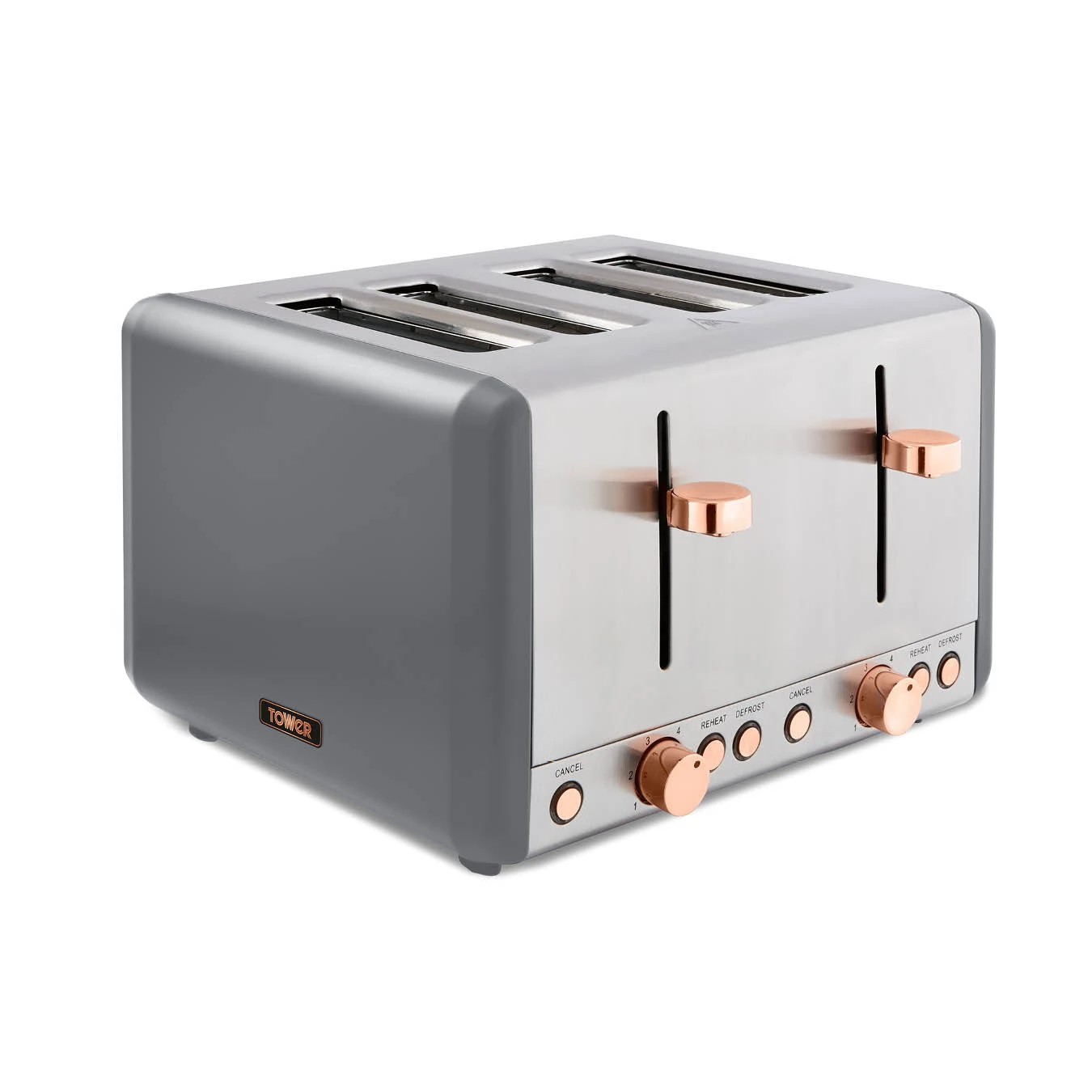 Tower Cavaletto 4 Slice Stainless Steel Toaster - Grey 1 Tower Cavaletto 4 Slice Stainless Steel Toaster - Grey