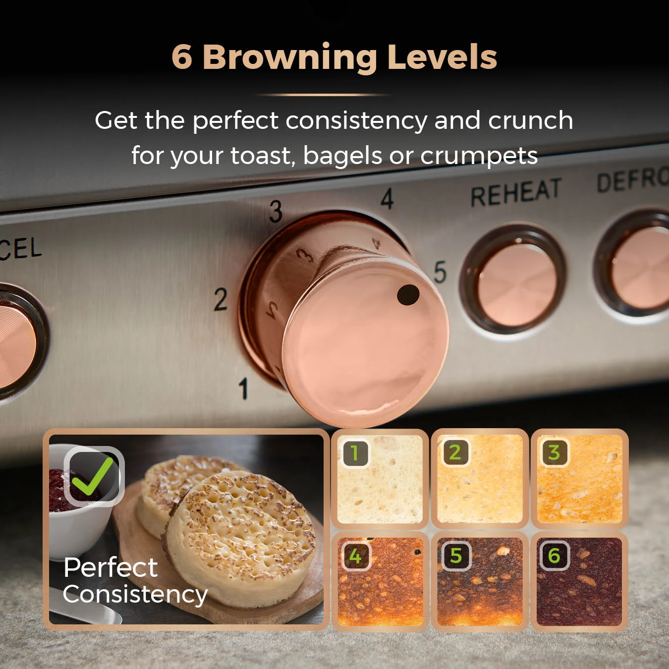 Tower Cavaletto 4 Slice Stainless Steel Toaster - Grey 4 Tower Cavaletto 4 Slice Stainless Steel Toaster - Grey - Image 4