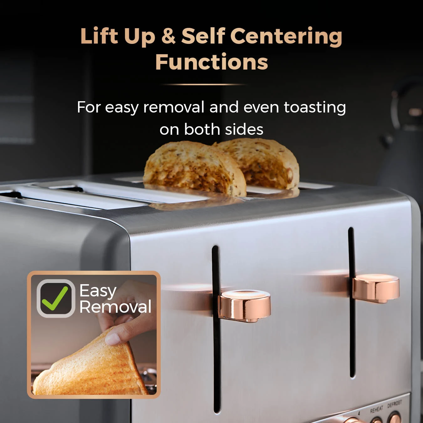 Tower Cavaletto 4 Slice Stainless Steel Toaster - Grey 7 Tower Cavaletto 4 Slice Stainless Steel Toaster - Grey - Image 7