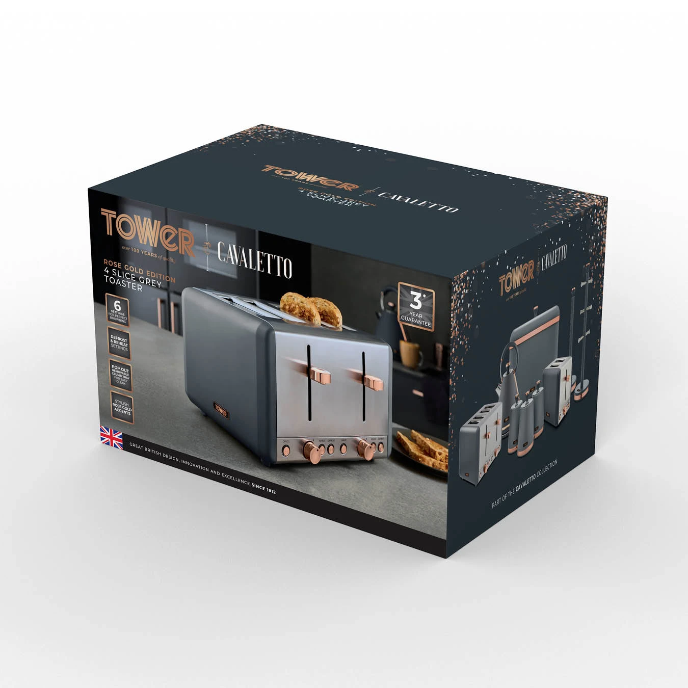 Tower Cavaletto 4 Slice Stainless Steel Toaster - Grey 9 Tower Cavaletto 4 Slice Stainless Steel Toaster - Grey - Image 9