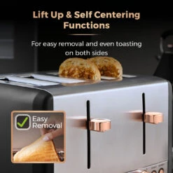 Tower Cavaletto 4 Slice Stainless Steel Toaster - Black -Tower Store T20051RG 07