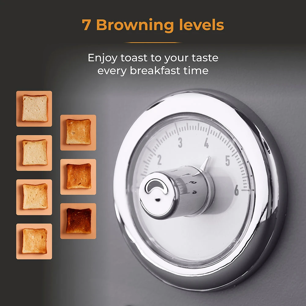 Tower Renaisance 4 Slice Toaster - Grey 4 Tower Renaisance 4 Slice Toaster - Grey - Image 4