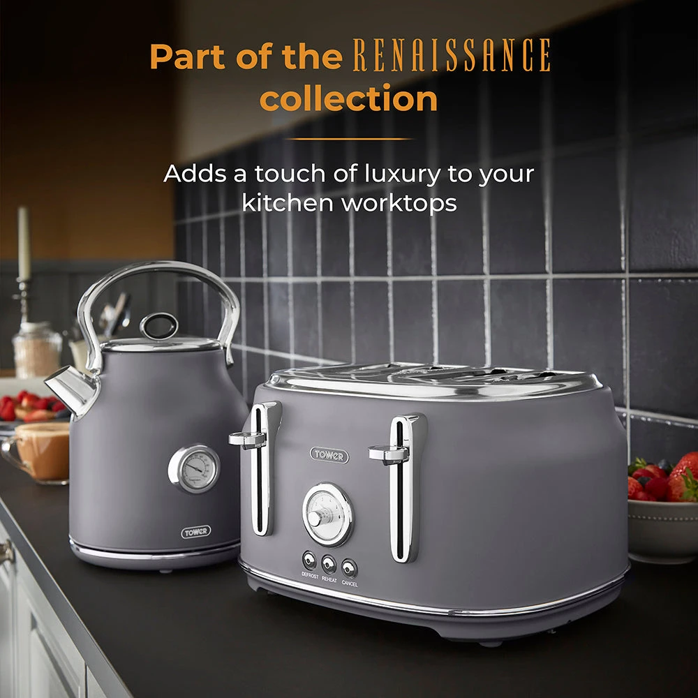Tower Renaisance 4 Slice Toaster - Grey 8 Tower Renaisance 4 Slice Toaster - Grey - Image 8