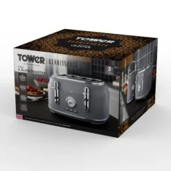 Tower Renaisance 4 Slice Toaster - Grey 12 Tower Renaisance 4 Slice Toaster - Grey -Tower Store T20065GRY 10