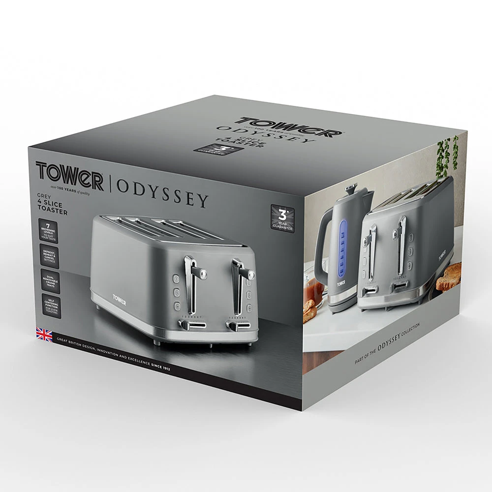 Tower Odyssey 4 Slice Toaster - Grey 7 Tower Odyssey 4 Slice Toaster - Grey - Image 7