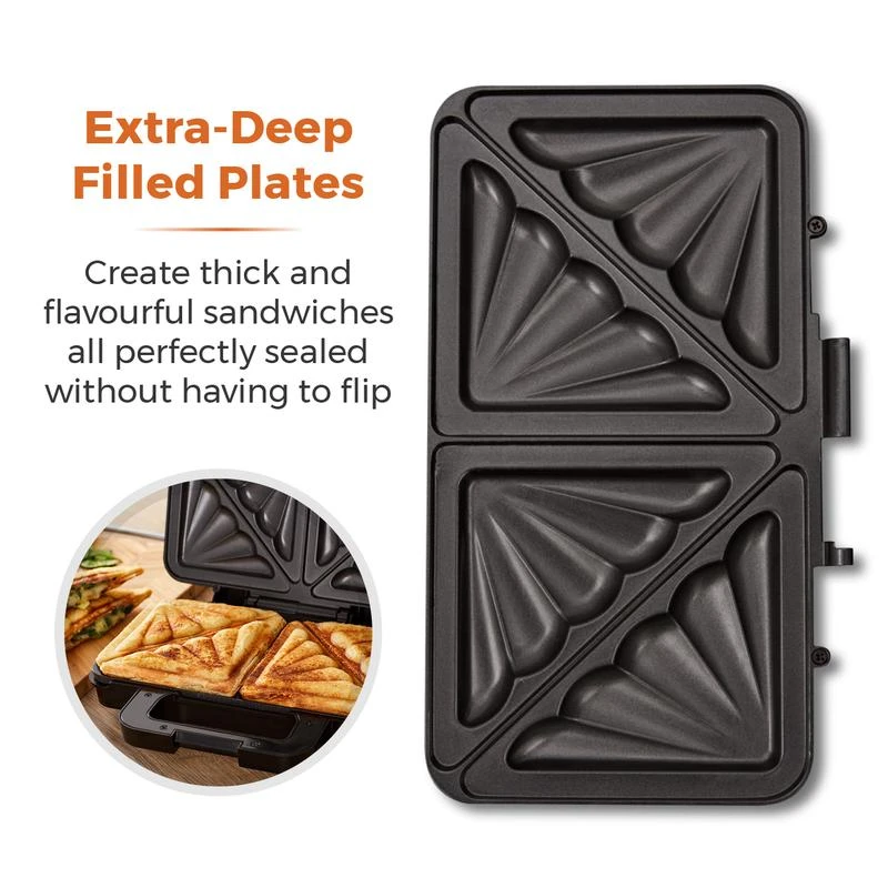 Tower Deep Fill Sandwich Maker 900W - Stainless Steel 6 Tower Deep Fill Sandwich Maker 900W - Stainless Steel - Image 6