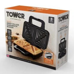 Tower Deep Fill Sandwich Maker 900W - Stainless Steel 18 Tower Deep Fill Sandwich Maker 900W - Stainless Steel -Tower Store T27031 09