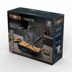 Tower Cavaletto 900W Sandwich Maker - Midnight Blue -Tower Store T27036MNB 09