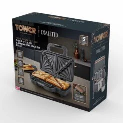 Tower Cavaletto 900W Sandwich Maker - Grey -Tower Store T27036RGG 09