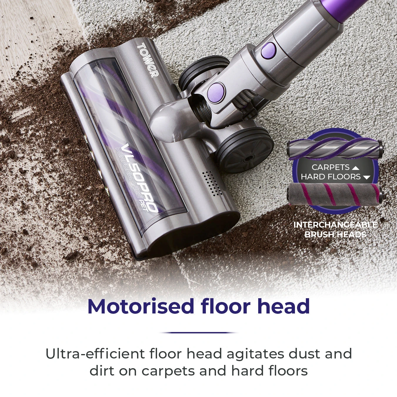 Tower VL50 Pro Performance Pet 22.2V Cordless 3-IN-1 Vacuum Cleaner Purple 6 Tower VL50 Pro Performance Pet 22.2V Cordless 3-IN-1 Vacuum Cleaner Purple - Image 6