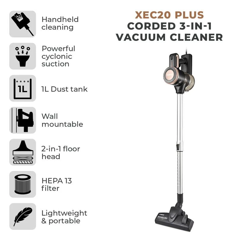 Tower Corded 3-in-1 Vacuum Cleaner RXEC20 600w - Rose Gold 3 Tower Corded 3-in-1 Vacuum Cleaner RXEC20 600w - Rose Gold - Image 3