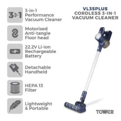Tower VL35 Pro Cordless Vacuum Cleaner - Blue -Tower Store T513008 02