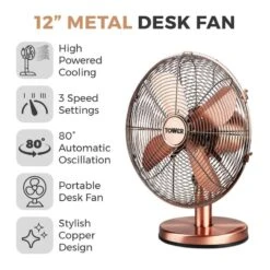 Tower Metal Desk Fan 12" - Copper -Tower Store T605000C 02