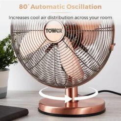 Tower Metal Desk Fan 12" - Copper -Tower Store T605000C 05