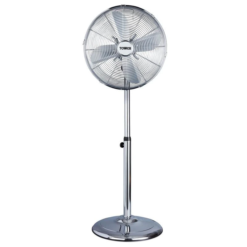 Tower Pedestal Fan With Stand 16" - Chrome 1 Tower Pedestal Fan With Stand 16" - Chrome