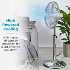 Tower Pedestal Fan With Stand 16" - Chrome 17 Tower Pedestal Fan With Stand 16" - Chrome -Tower Store T637000 03