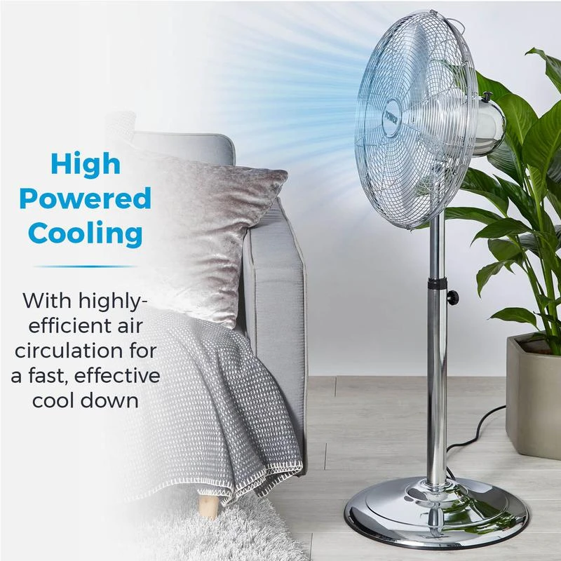 Tower Pedestal Fan With Stand 16" - Chrome 8 Tower Pedestal Fan With Stand 16" - Chrome - Image 8