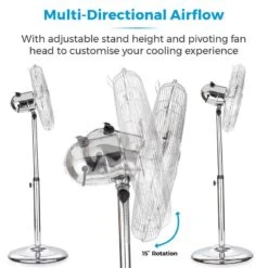 Tower Pedestal Fan With Stand 16" - Chrome 15 Tower Pedestal Fan With Stand 16" - Chrome -Tower Store T637000 06