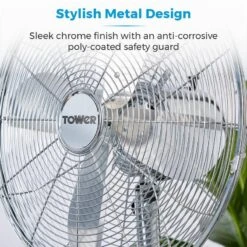 Tower Pedestal Fan With Stand 16" - Chrome 14 Tower Pedestal Fan With Stand 16" - Chrome -Tower Store T637000 07
