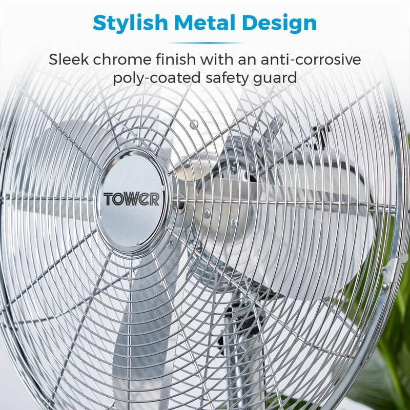 Tower Pedestal Fan With Stand 16" - Chrome 5 Tower Pedestal Fan With Stand 16" - Chrome - Image 5