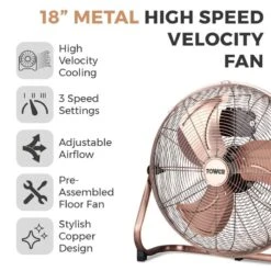Tower Velocity Floor Fan 18" - Copper -Tower Store T662000C 02