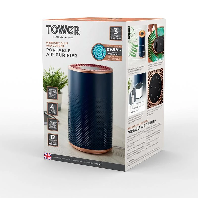 Tower Portable Air Purifier - Blue 10 Tower Portable Air Purifier - Blue - Image 10