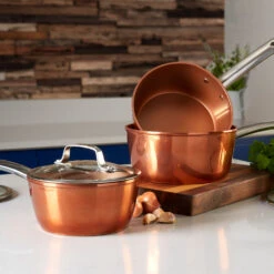 Tower Copper 3 Piece Saucepan Set - Copper -Tower Store T800017 06