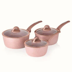 Tower Store 11 Tower Cerastone 3 Piece Saucepan Set - Pink