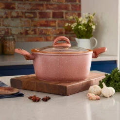 Tower Cerastone 24cm 4.2 Litre Casserole - Rose Pink -Tower Store T81272RS 05