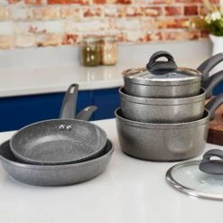 Tower Cerastone 5 Piece Pan Set Graphite - Grey 6 Tower Cerastone 5 Piece Pan Set Graphite - Grey -Tower Store T81276 04
