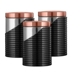 Tower Linear Set Of 3 Canisters - Black