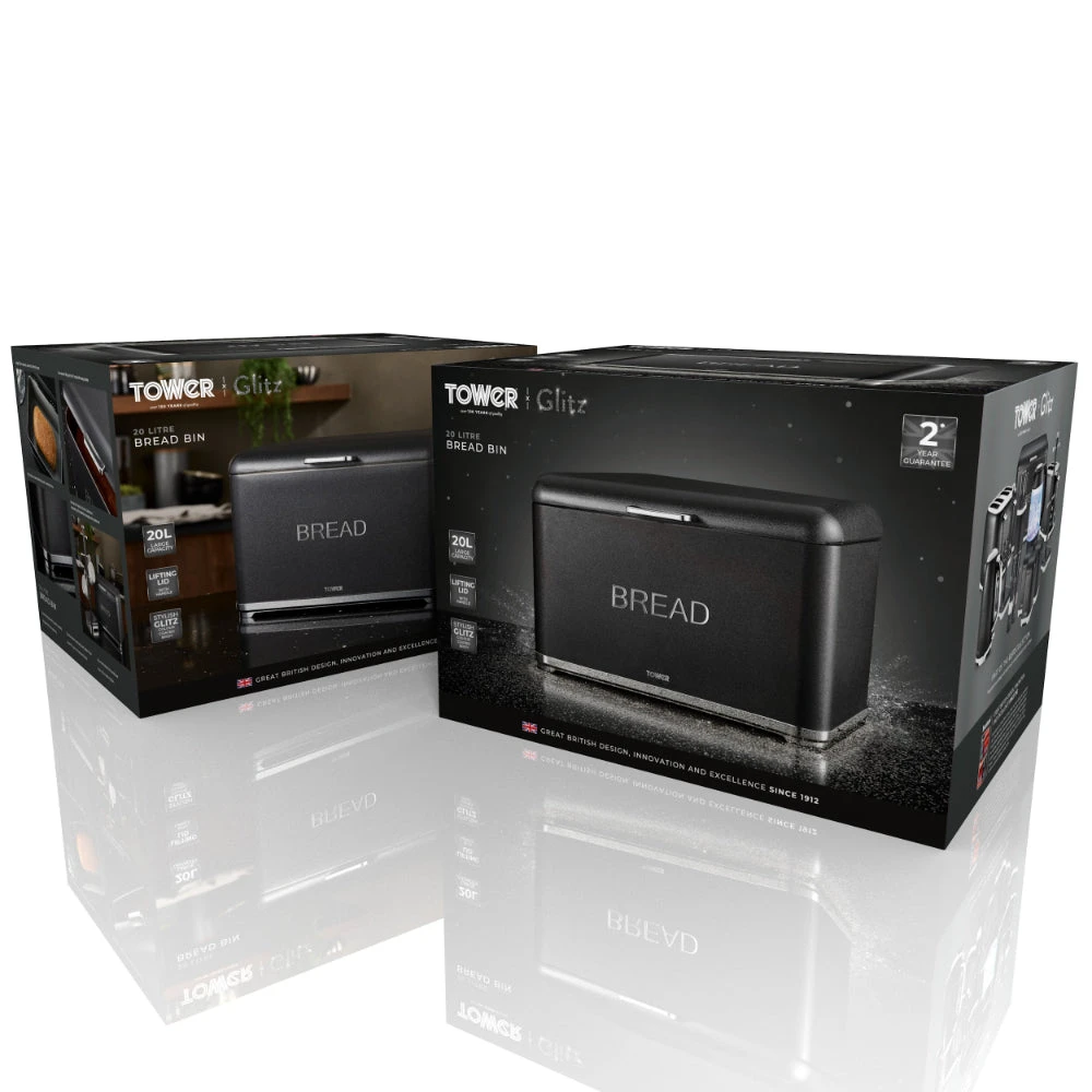 Tower Glitz Bread Bin Noir - Black 4 Tower Glitz Bread Bin Noir - Black - Image 4
