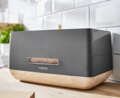 Tower Scandi Bread Bin - Grey 12 Tower Scandi Bread Bin - Grey -Tower Store T826030G 03