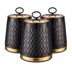 Tower Empire Set Of 3 Canisters - Black 17 Tower Empire Set Of 3 Canisters - Black -Tower Store T826091BLK 02