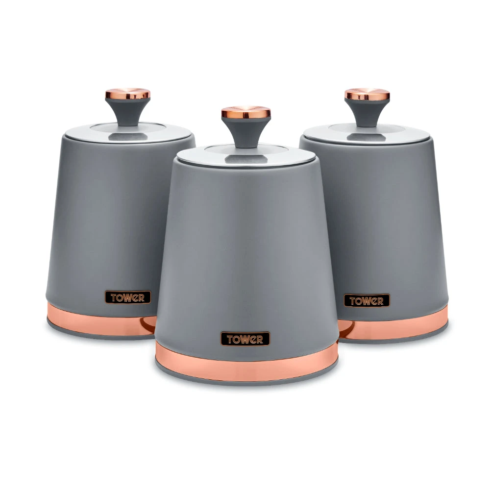 Tower Cavaletto Set Of 3 Canisters - Grey 1 Tower Cavaletto Set Of 3 Canisters - Grey