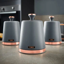 Tower Cavaletto Set Of 3 Canisters - Grey 10 Tower Cavaletto Set Of 3 Canisters - Grey -Tower Store T826131GRY 09