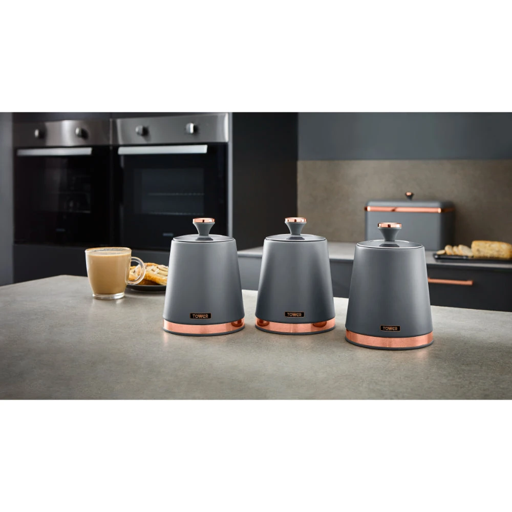 Tower Cavaletto Set Of 3 Canisters - Grey 4 Tower Cavaletto Set Of 3 Canisters - Grey - Image 4