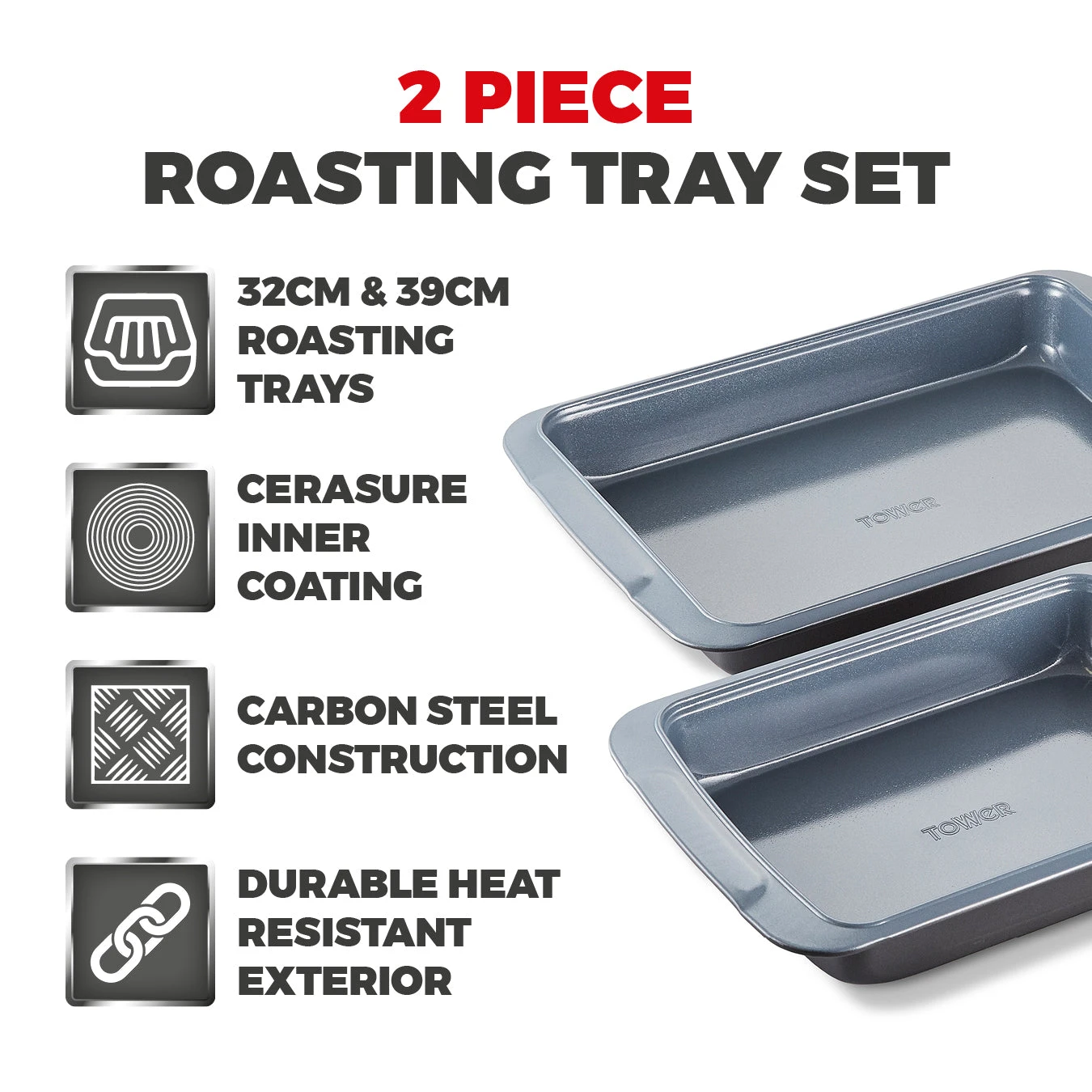 Tower Cerasure 2 Piece Roasting Tray 2 Tower Cerasure 2 Piece Roasting Tray - Image 2