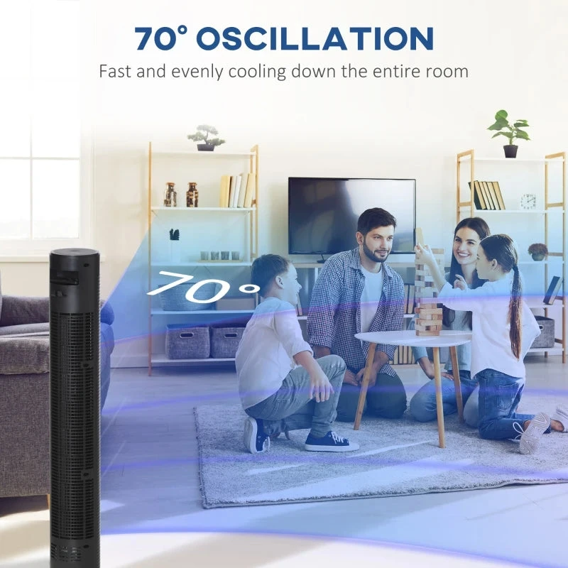 HOMCOM Oscillating Tower Fan With 3 Speeds 96cm - Black 2 HOMCOM Oscillating Tower Fan With 3 Speeds 96cm - Black - Image 2