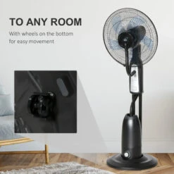HOMCOM Pedestal Standing Fan With Water Mist Spray 120cm - Black -Tower Store UOf756186ca0912ad jpg