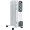 HOMCOM Home Savers Oil Filled Radiator Seven Fin Portable Heater W/ Three Heat Settings, White