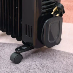 HOMCOM Home Savers 1630W Oil Filled Radiator, 7 Fin Portable Heater W/ Timer Remote Control Black -Tower Store WNV62017dc60bce87 jpg