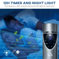 HOMCOM 46" Tower Fan Cooling With Ionizer, Air Filter, Oscillating, 3 Speed, 12h Timer, Remote Controller, For Any Room, Grey -Tower Store XCwb1017f68a081fa jpg